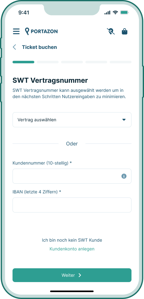 Deutschland-Ticket für Neu-Kunden - Eingabe Vertragsnummer