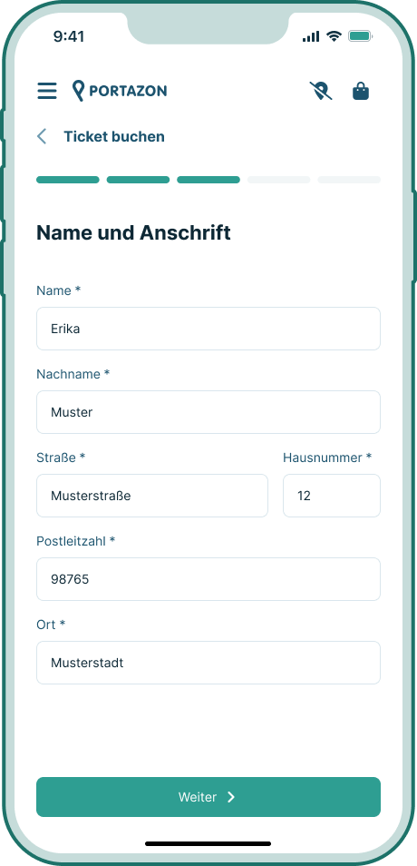 Deutschland-Ticket für Neu Kunden - Eingabe Name & Anschrift.