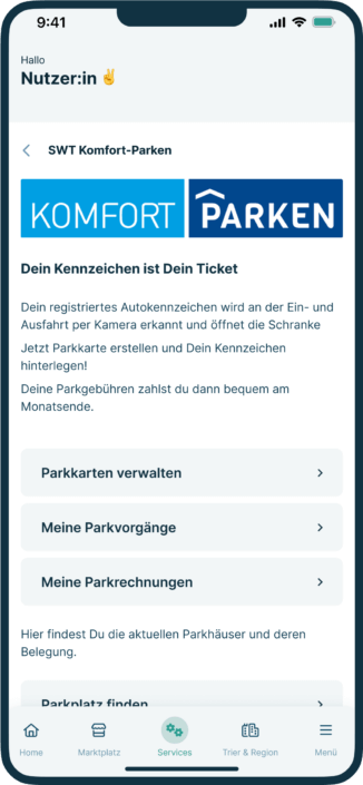 Wie funktioniert das Komfort Parken in der Portazon App?