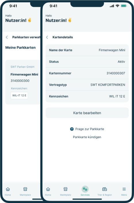 Wie verwalte ich meine Parkkarte in der Portazon App?